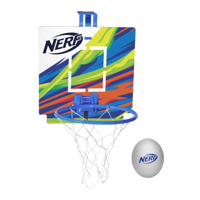 Mini panier de basketball NERF au-dessus de la porte - anneau de basketball d'intérieur pour enfants - anneau de basketball avec porte jouet + mini ensemble de jeu de basketball en mousse NERF - parfait pour le basketball d'intérieur dans la chambre - b