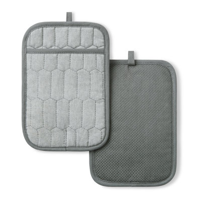 Ensemble de 2 porte-casseroles matelassés en chambray matelassé MARTHA STEWART 7 po x 10 po