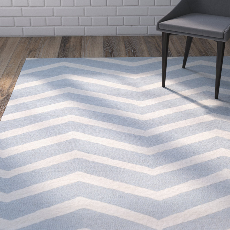 Sanyla Hand Tufted Wool Chevron Rug, Rectangle 6' x 9'