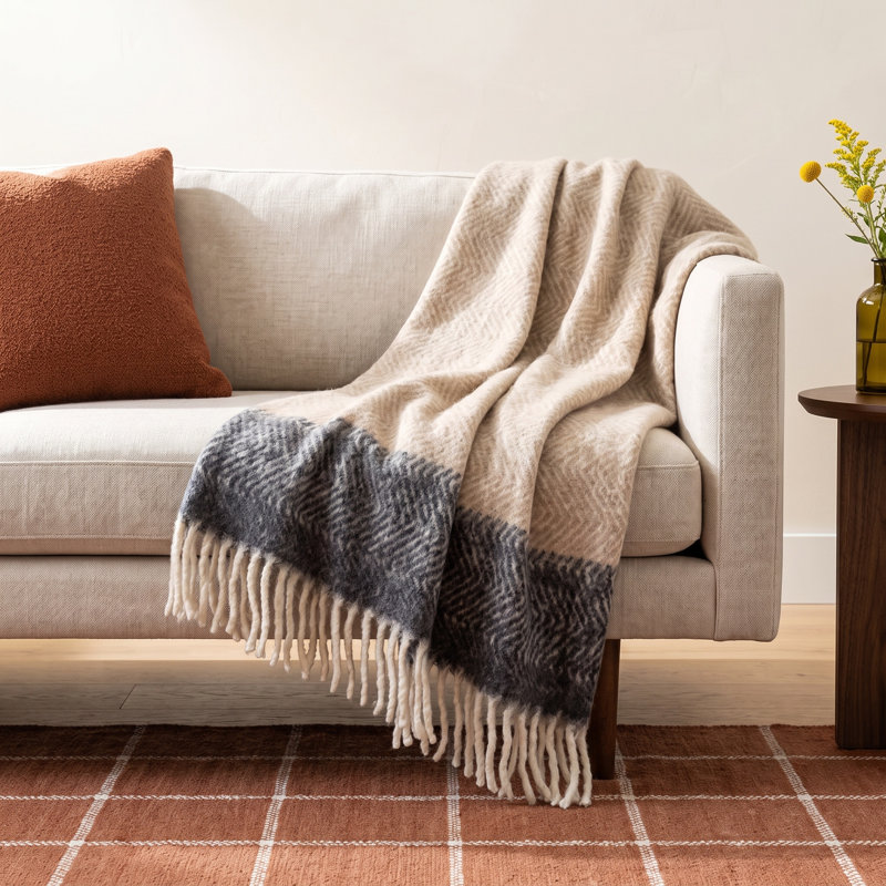Ixia Knitted Throw Blanket, Gray