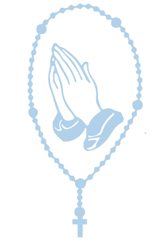 Décalcomanie murale rosary catholique, H 22 po x l 11 po x P 0,01 po, Bleu poudré