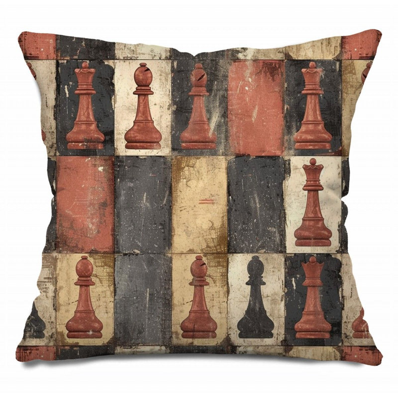 Chess Throw Pillow, Game  Pillows, 26"H x 26"W