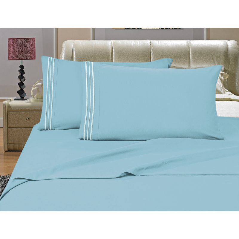  Ensemble de draps 1500 fils, Très grand californien, Turquoise