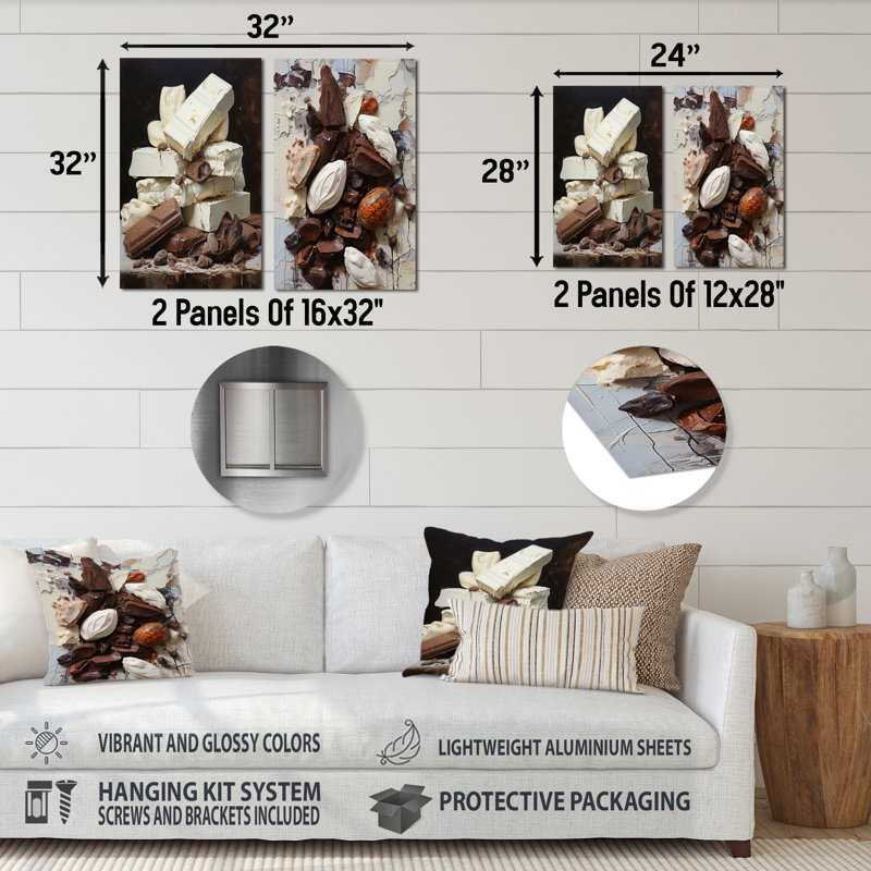 Chocolat blanc laiteux - lot de 2 impressions de cacao, H 32 po x l 32 po