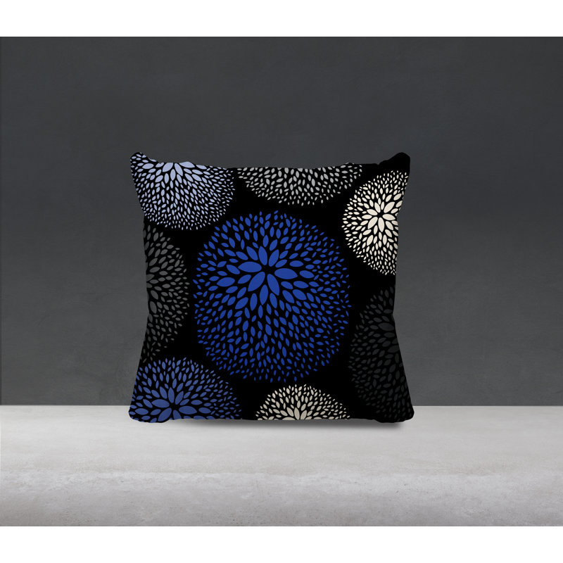 Bavaria Outdoor Reversible Throw Pillow, 17"H x 17"W, Navy Blue/Black