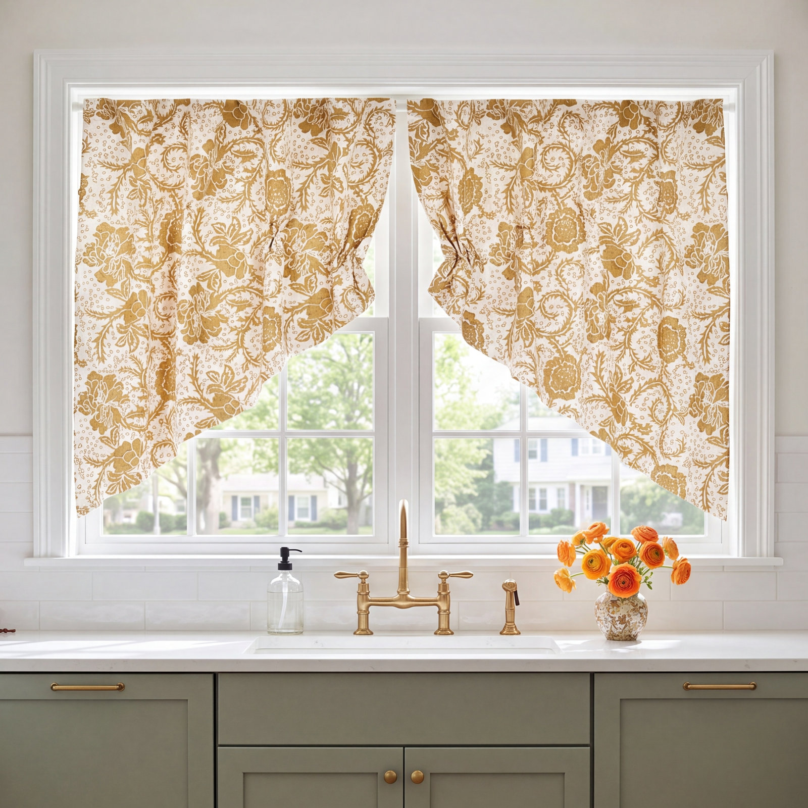 Gold Floral Prairie Swag Set