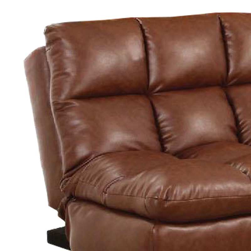Fauteuil d'appoint Karla, similicuir capitonné brun et brun selle