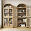 Bibliothèque de campagne arquée 71,4 "avec portes en verre, vitrine en bois pour le salon et la cuisine-1634199066