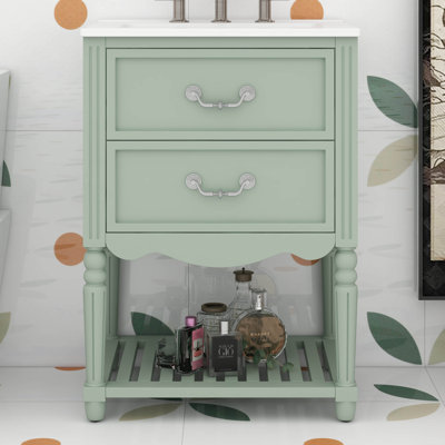 Meuble-lavabo 24 po avec lavabo, tiroirs et tablette ouverte