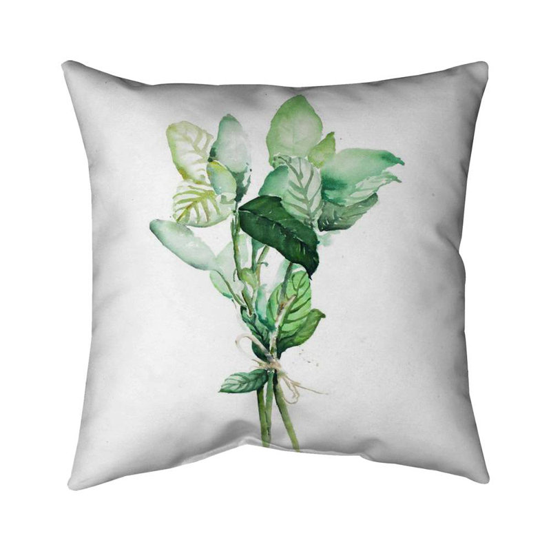Gastronomy Pillow | Tied Up Basil Leaves Bundle Home Decor