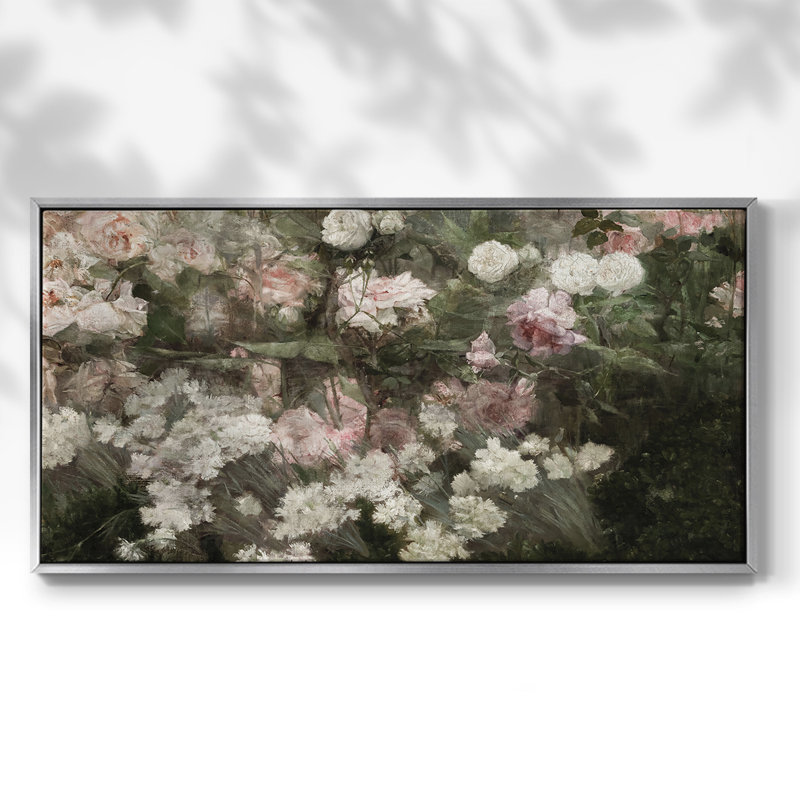Botanical Series-CDX- Toile tendue avec châssis tendue, prête à être accrochée, H 17 po x l 33 po, Argent argent