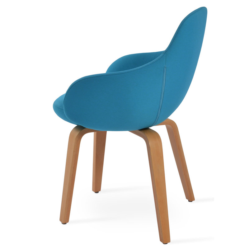 Chaise avec accoudoirs en métal Gazel, Naturel, Bleu ciel