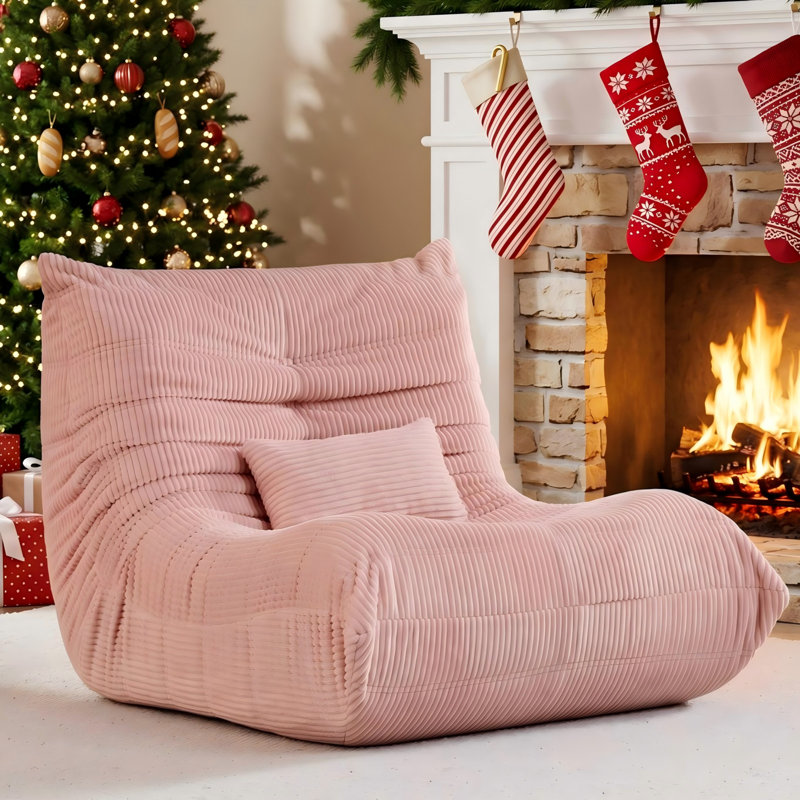 Large Bean Bag Chairs for Adults, Memory Foam Lounge Fluffy Chair with Lumbar Pillow, Corduroy Togo Chair, Lazy Floor Sofa for Bedroom Living Room,Gaming
