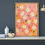 «Playful White Daisy» sur fond pêche chaleureux - images, reproduction d'art sur toile encadrée-1277108903-1277108901