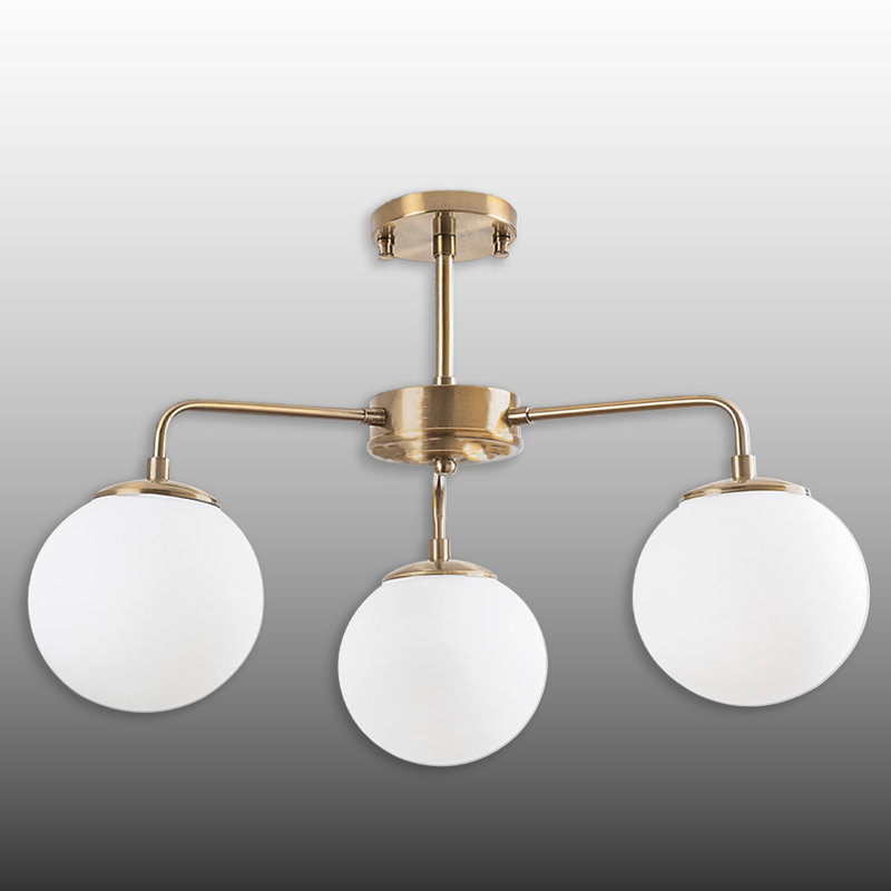 Plafonnier semi-encastré 3 lumières, Rétro, Blanc