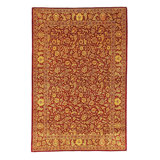 Leshawna Wool Floral Area Rug in Red