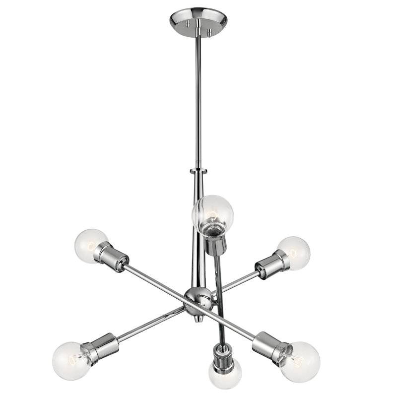 Lustre linéaire spoutnik moderne à 6 lumières Armstrong, Chrome