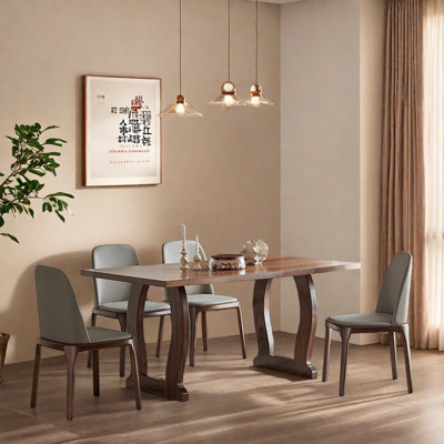 Walnut modern and simple dining table set