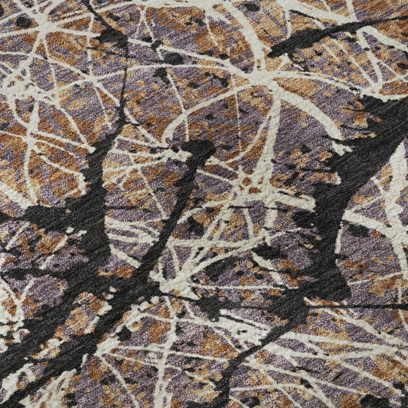 Premium Machine Washable Mayfield AMF2389 Abstract Rug, Paprika, 5' x 7'6"