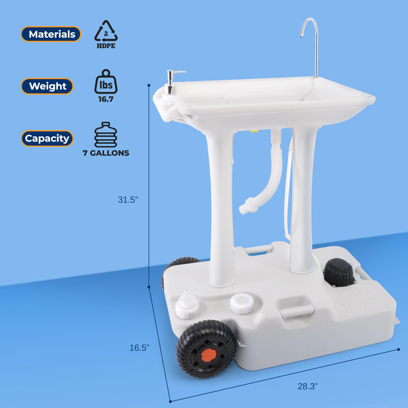 16.54'' Plastic Freestanding Outdoor Sink