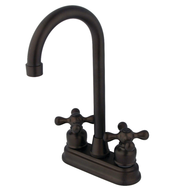 Kingston Brass Two-Handle 2-Hole Deck Mount Bar Faucet, Oil Rubbed Bronze
