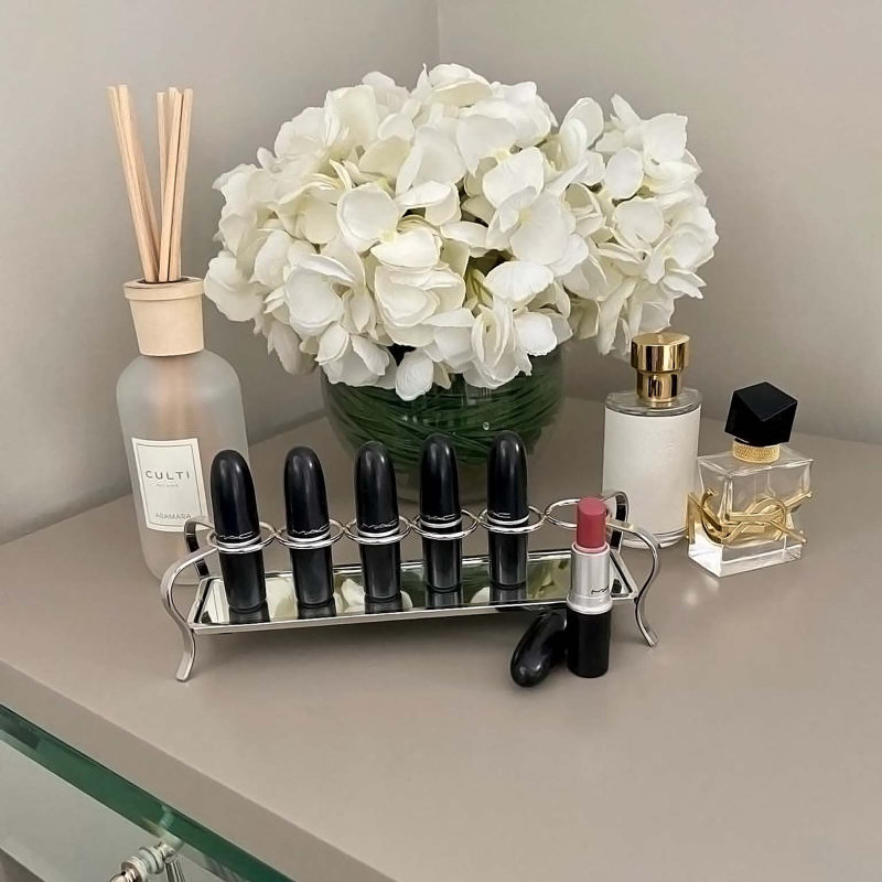 Poteau Metal 6 Compartment Makeup Organiser, Silver