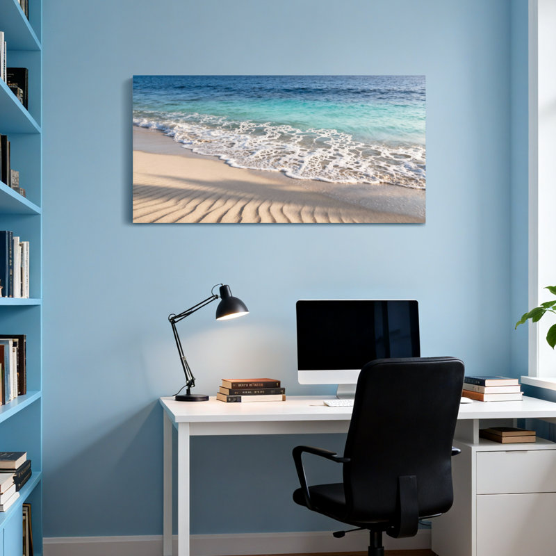 Nautique et plage Vagues de l'océan Plage de sable Ciel Horizon Lumière du soleil Nature, H 16 po x l 32 po