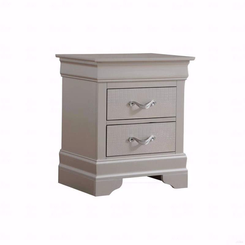 Elegant Silver Champagne Nightstand, Champagne