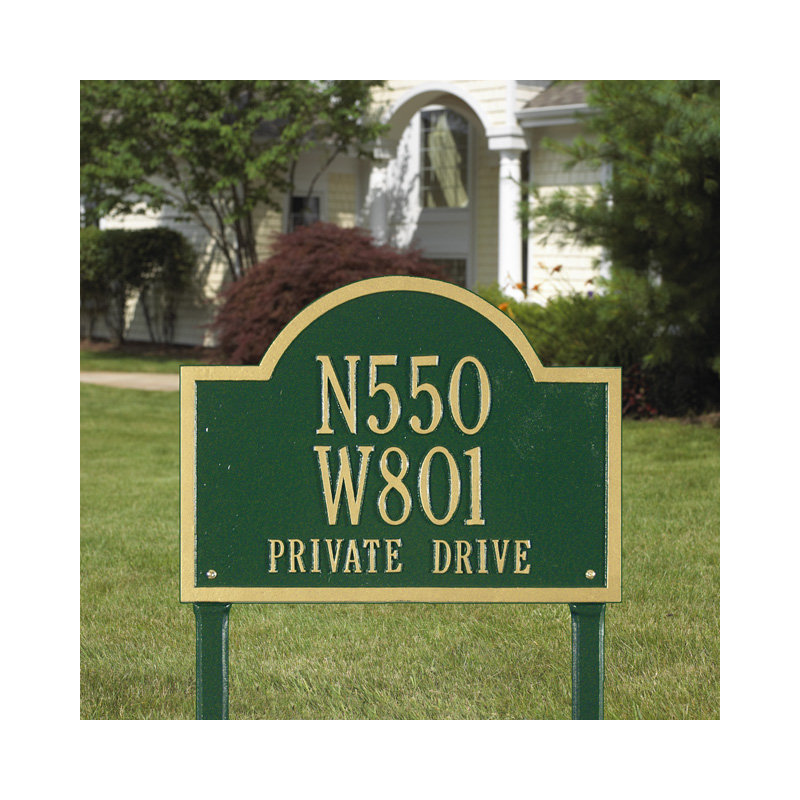 Plaque d'adresse sur 3 lignes Wisconsin, Vert et or, Oui