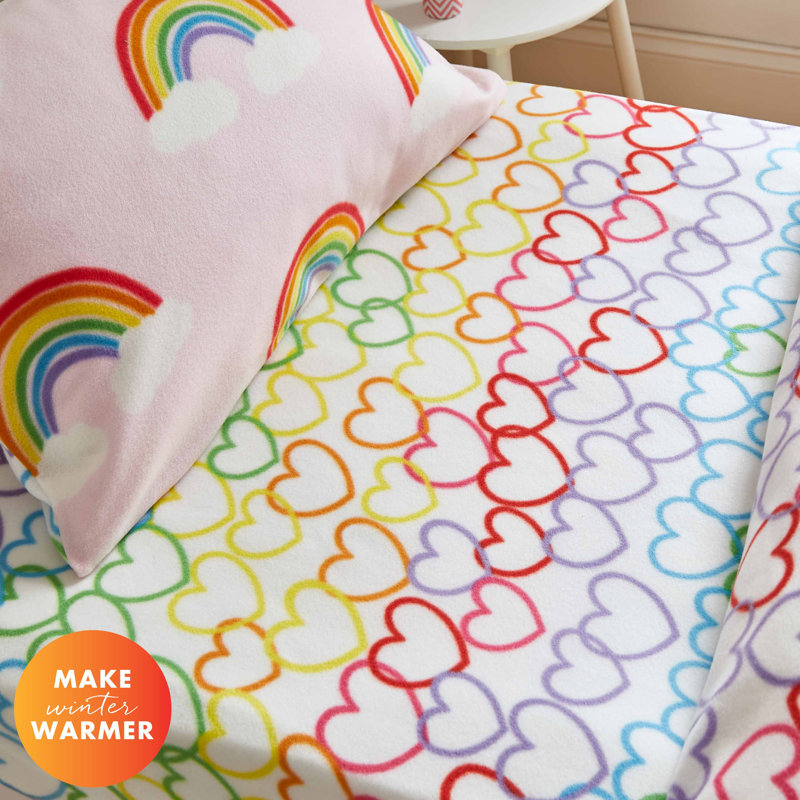 Rainbow Hearts Fleece Fitted Sheet, Toddler