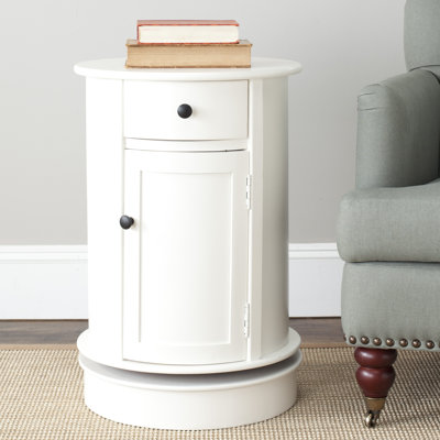 Regan Solid Wood Swivel Drum End Table with Storage