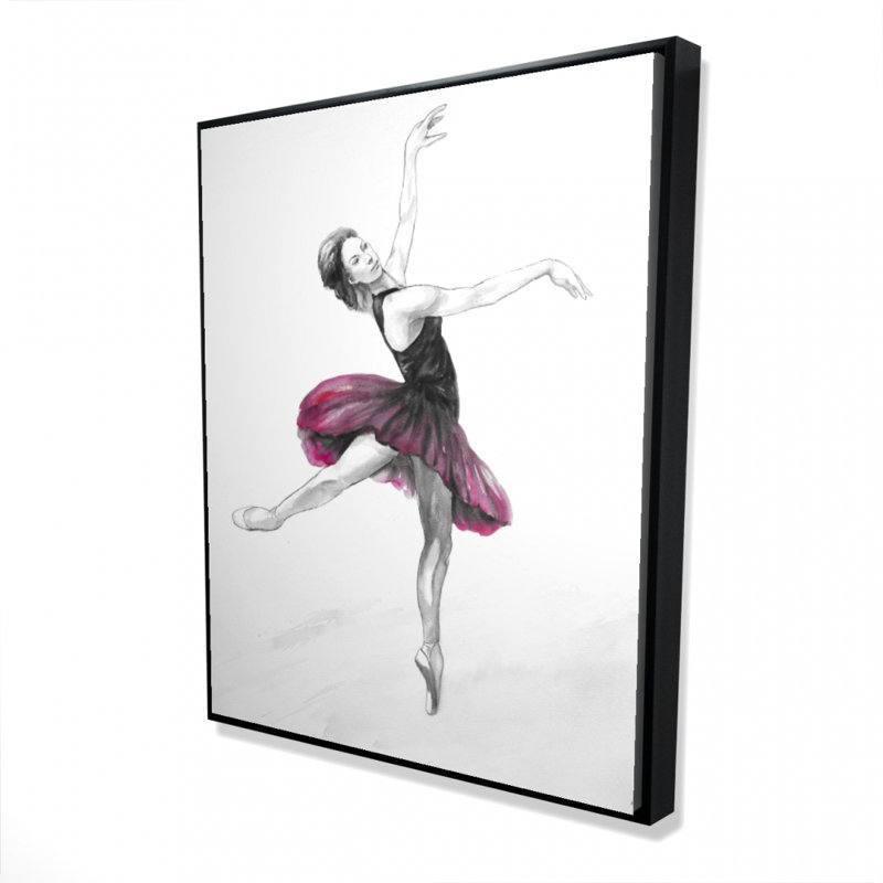 Small Pink Ballerina Print On Canvas
