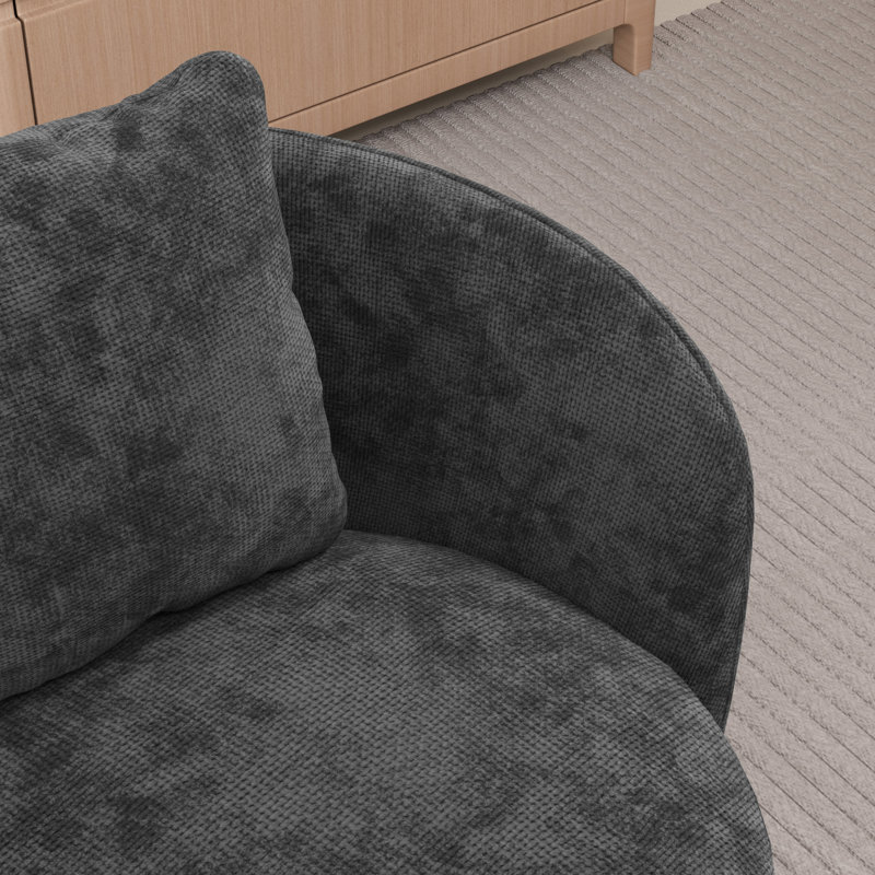 Fauteuil d'appoint large et moderne rembourré, Gris foncé