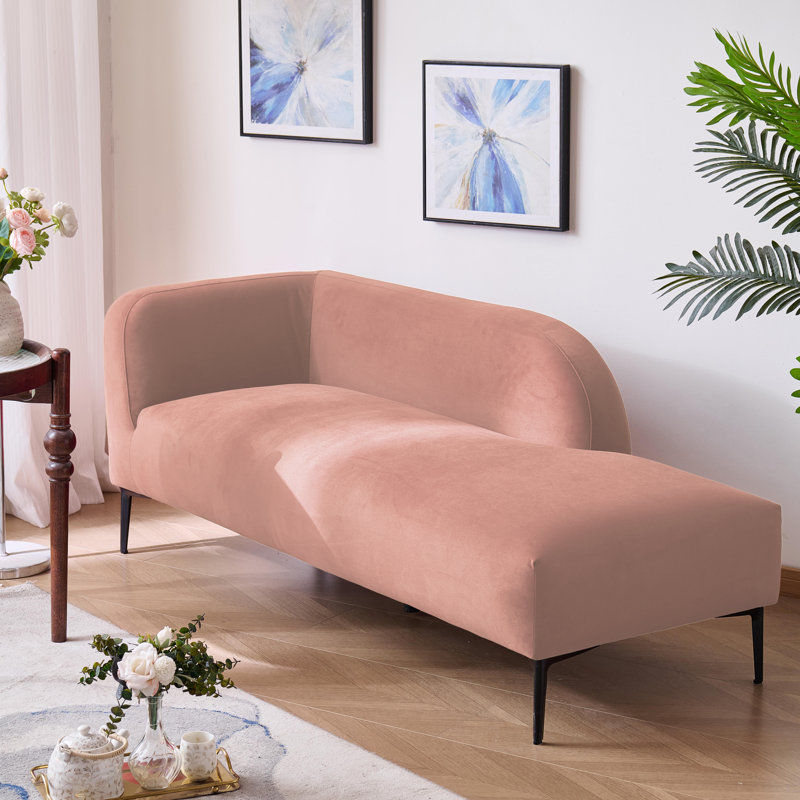 Méridienne en velours Adelyn, Rose