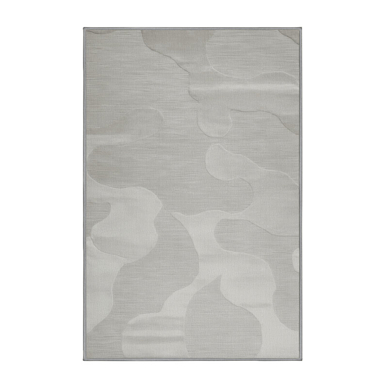 Machine Washable Abstract Gray Area Rug, Runner 2' x 5'