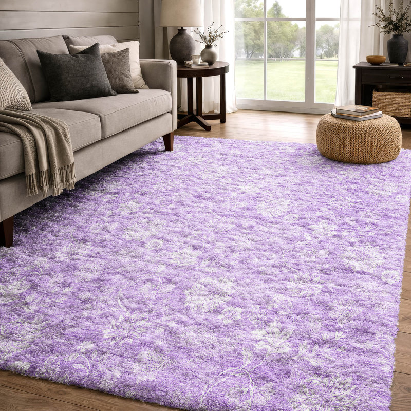 Tapis à poil long de qualité supérieure lavable à la machine ADS681, Lilas, 3 pi x 5 pi