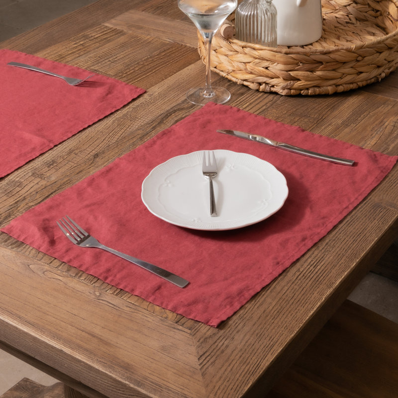 Linen No Pattern Placemat, Red
