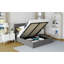 Grand lit plateforme tapissier avec système de rangement hydraulique