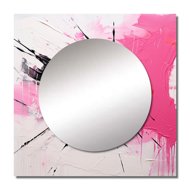 Seren Abstract Fusion II - miroir carré fuchsia pour décoration murale, 23 po x 23 po