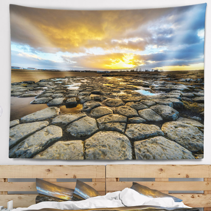 Tapisserie seascape kirkjugolf de l’église au soleil, H 32 po x l 39 po