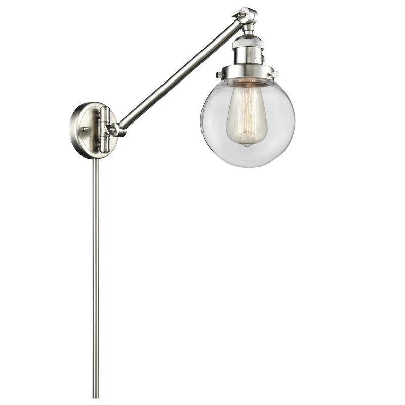 Lampe murale avec bras pivotant 6 po Shauna Beacon, Transparent, Nickel satiné brossé, DEL