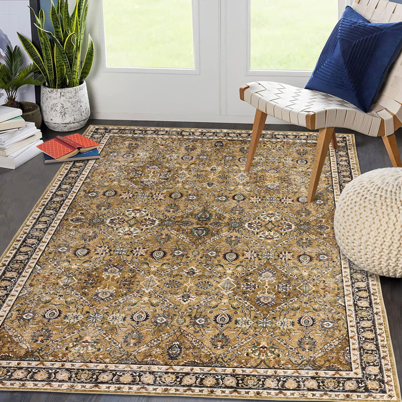 Tapis lavables à la machine, tapis ultra doux Vintage Accent, Rectangle 9 pi x 12 pi