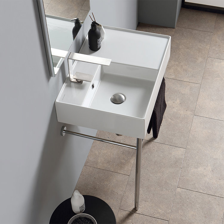 Scarabeo by Nameeks Teorema 17.32 " Ceramic Rectangular Bathroom Sink and Overflow Hole, One Hole