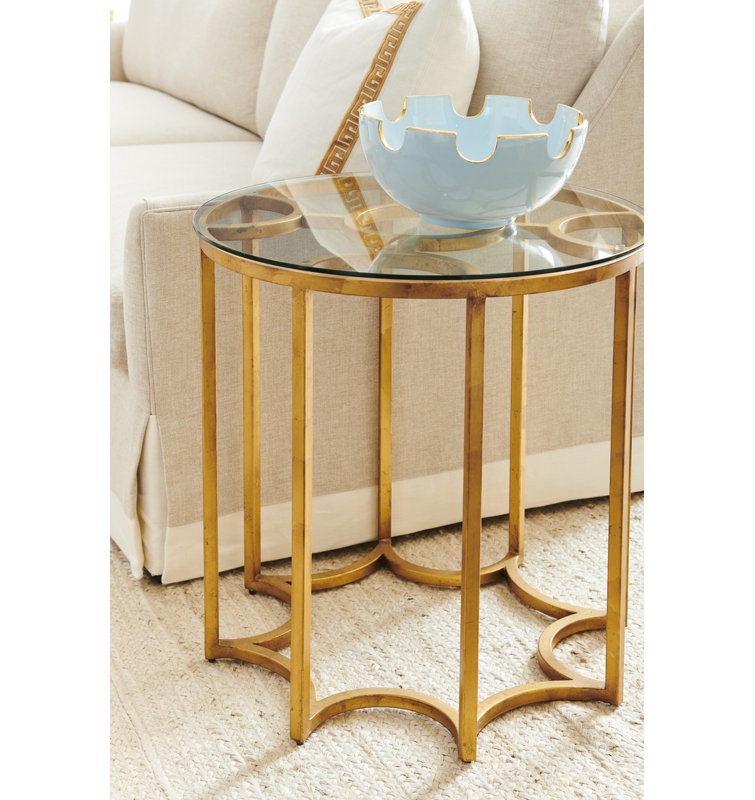 Lisette Glass End Table, Gold