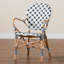 Fauteuil Botir en rotin bleu / blanc / brun