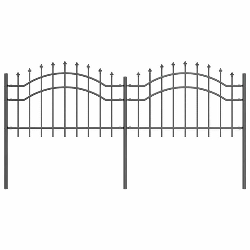 Vidaxl Garden Fence Powder-Coated Steel, 240cm H x 115cm W x 3.2cm D, Black