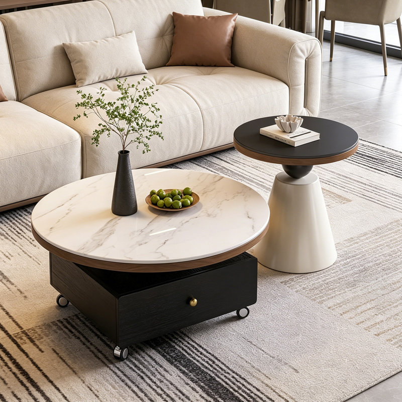 Table basse mobile avec tablettes, Black