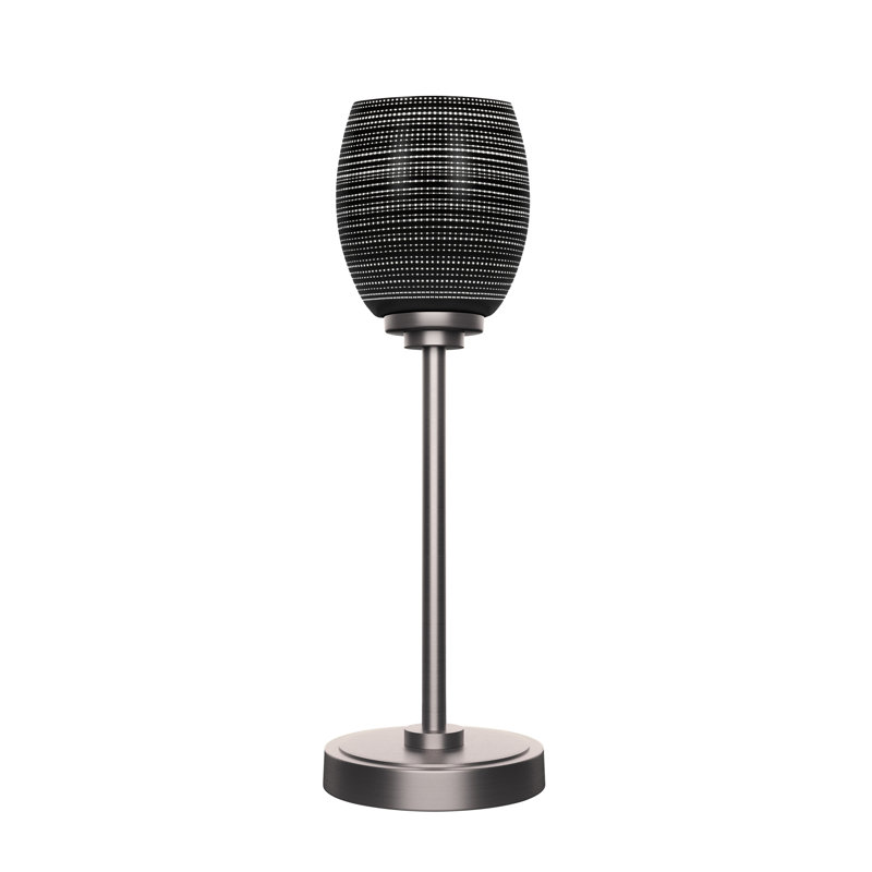 Lampe d'appoint Aneka montrée avec verre matriciel de 5 po, Blanc, Graphite