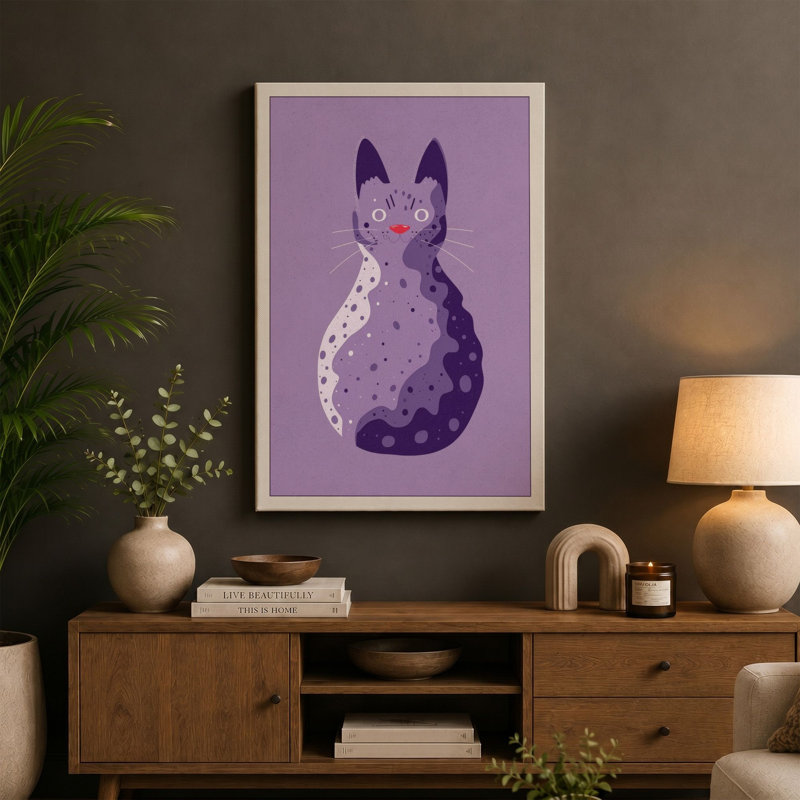 Purple Whimsy Minimalist - Wrapped Canvas, 36x24 - 91.4 x 61.0 cm, White Border