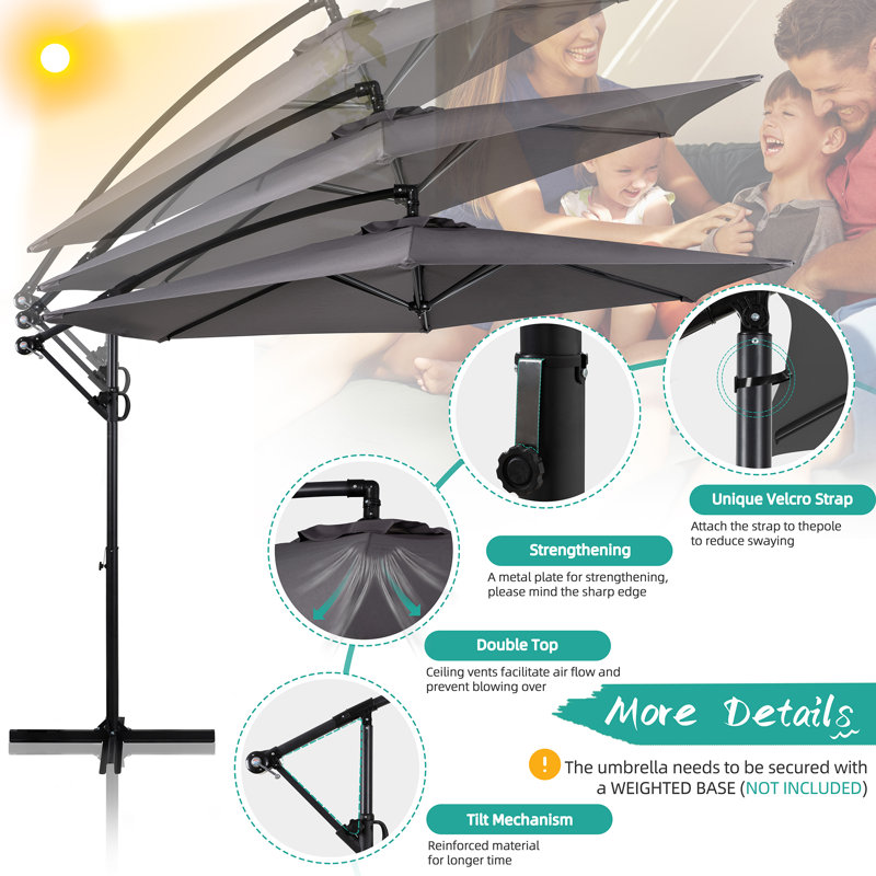 Parasol en porte-à-faux 8 pi 5 po Howery, gris